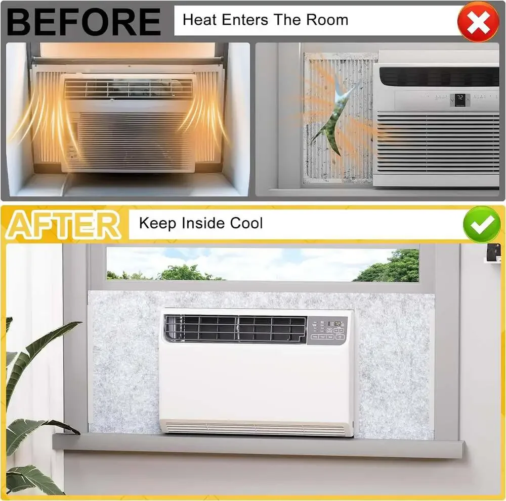 Window Air Conditioner Side Insulation Foam Panels with Felt Layer 9X16.5 Inches